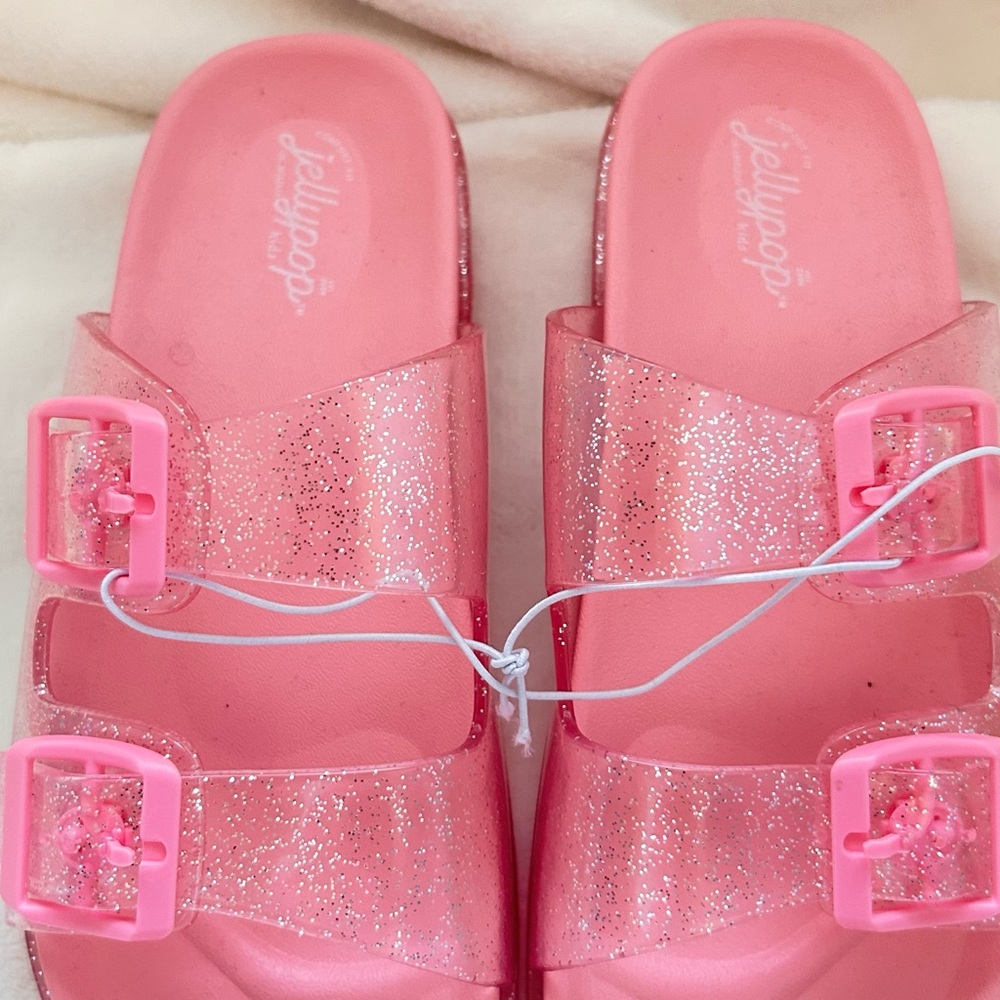 Jellypop Pink Glitter Sandals with Adjustable Straps